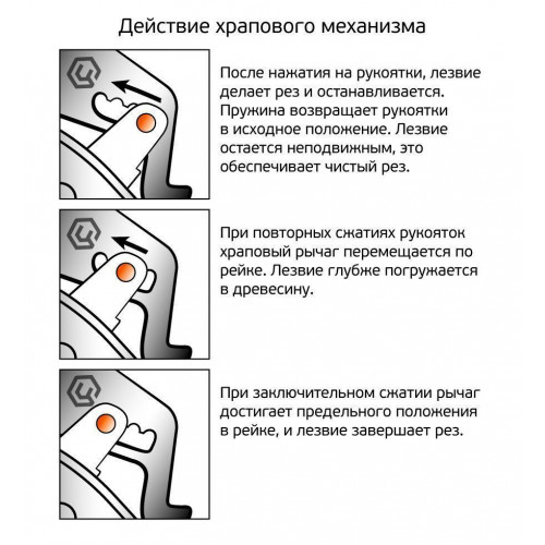 Секатор контактный 200 мм, D30 мм, храповый механизм