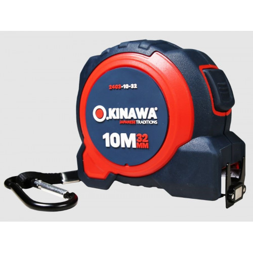 Рулетка измерительная 10м х 32мм, двустороннее полотно Okinawa LONG 2403-10-32 для измерений и разметки