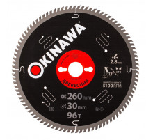 Диск пильный по дереву, 260х30 мм, 96T Okinawa 260-96-30