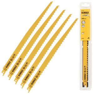 Полотно для сабельной пилы по дереву 305 мм, 3 TPI, HCS, 5 шт. DeWALT DT2432
