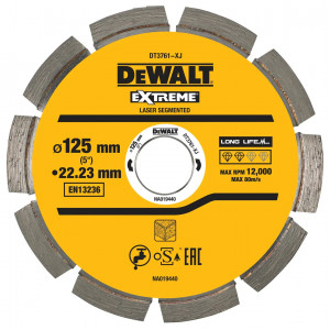 Диск алмазный сегментный Extreme 125×22,23 мм DeWALT DT3761
