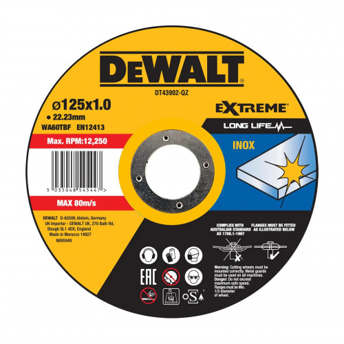 Отрезной круг DeWALT DT43902 Extreme Inox толщиной 1 мм