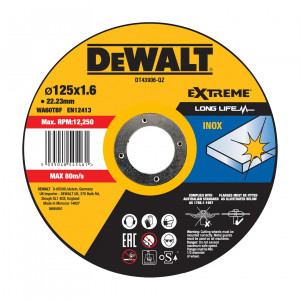 Диск отрезной Extreme по нержавеющей стали 125×1,6×22,23 мм DeWALT DT43906