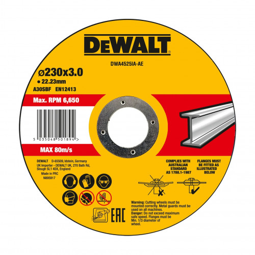 Отрезной круг DeWALT DWA4525IA по стали 230 мм