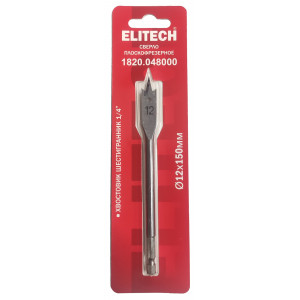 Сверло по дереву перовое 12х150 мм, HEX 1/4'' ELITECH 1820.048000