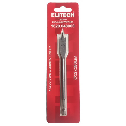 Сверло по дереву перовое 12х150 мм, HEX 1/4'' Elitech