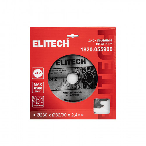 Диск пильный по дереву 230х30 мм 24 зуба Elitech