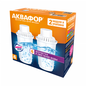 Модуль-картридж сменный фильтрующий для кувшинов для жесткой воды B6 2 шт. Аквафор 525132