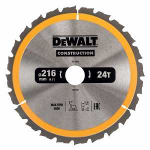 Диск пильный по дереву 216х30 мм 24 зуба DeWALT DT1952