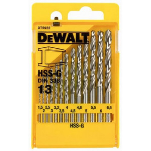 DT5922 Набор сверл по металлу HSS-G, 13 шт. DeWALT