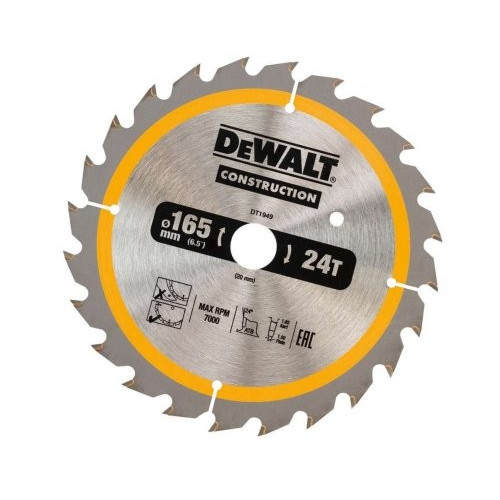 Диск пильный по дереву 165х20/16 мм 24 зуба DeWALT DT1949