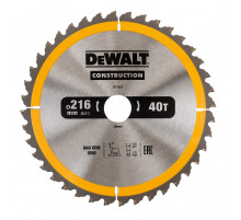 Диск пильный по дереву 216х30 мм 40 зубьев DeWALT DT1953