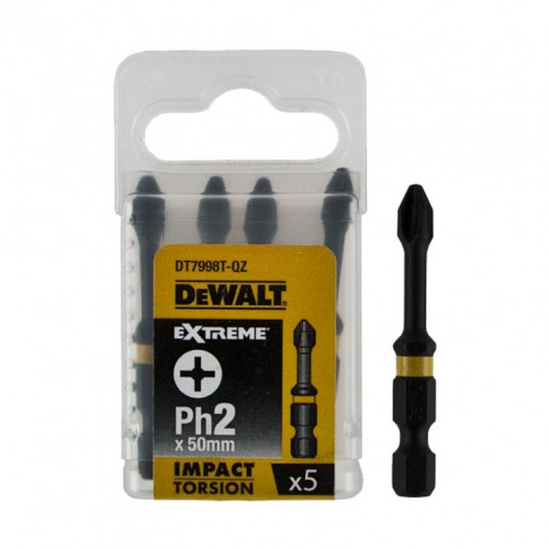 DT7998T Бит ударный PH2х50 мм IMPACT TORSION EXTREME, 5 шт. DeWALT