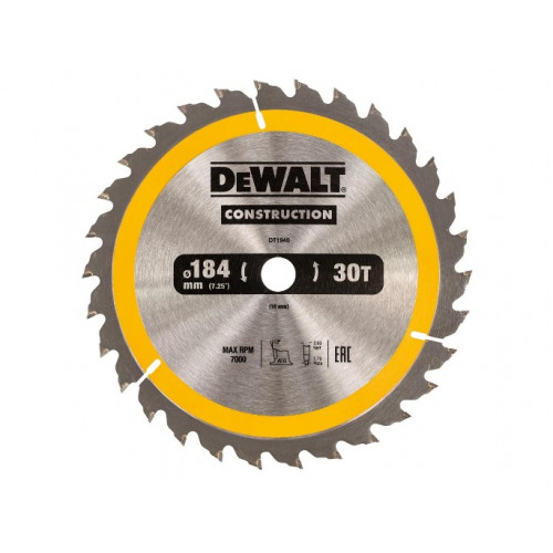Диск пильный по дереву 184х16 мм 30 зубьев DeWALT DT1940