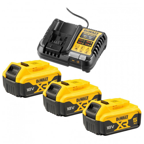 Набор 3 аккумулятора DCB184 (18 В, 5 Ач) и зарядное устройство DeWALT DCB1104P3