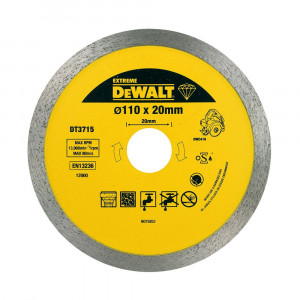 Диск алмазный сплошной по керамограниту 110х20 мм DeWALT DT3715