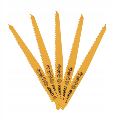 Полотно для сабельной пилы по дереву с гвоздями 228 мм S1111DF 5 шт. DeWALT DT2349